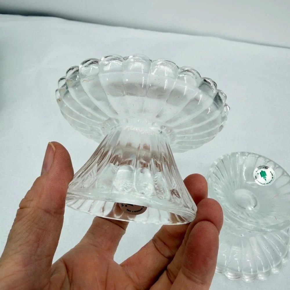 PartyLite Quilted Crystal Pair Votive Candle Holder Set w/ Box Vintage Decor